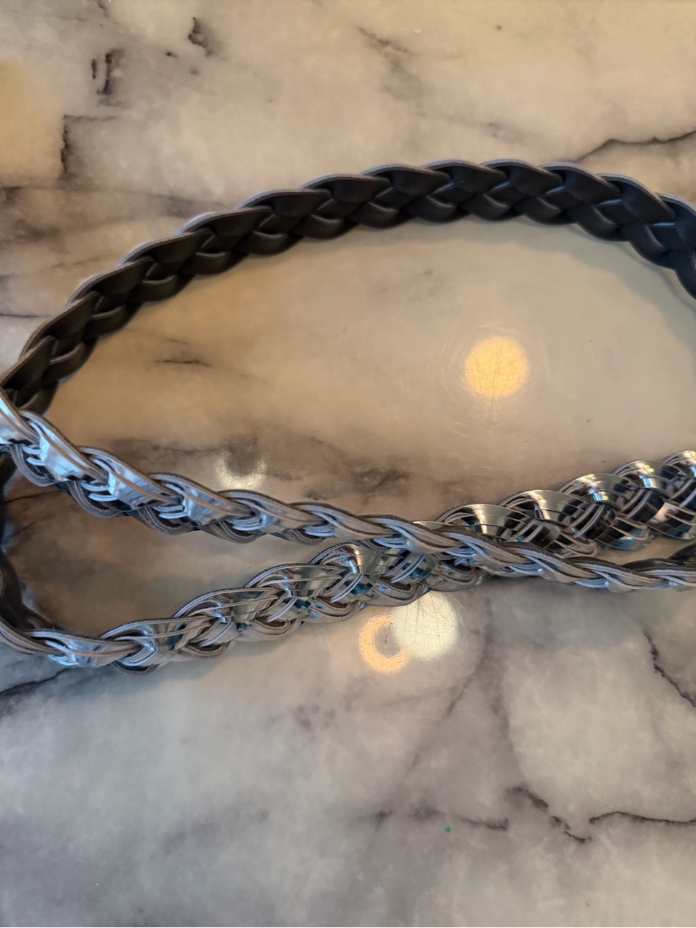 IRO Braided Double-Strand Belt in Gray and Silver